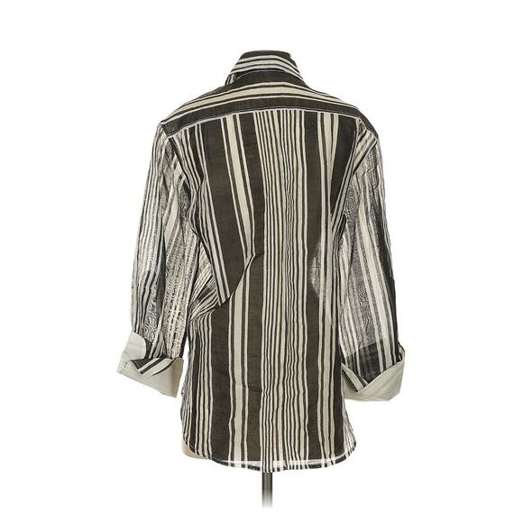 NYMaNE Ethnically Made Cotton Silk Striped Shirt Button Down XS - Picture 3 of 5